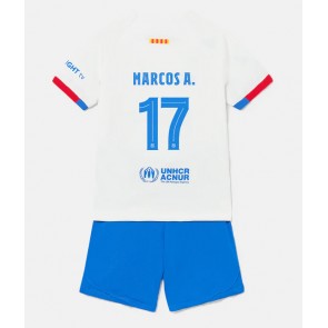 Lacne Dětský Futbalové dres Barcelona Marcos Alonso #17 2023-24 Krátky Rukáv - Preč (+ trenírky)